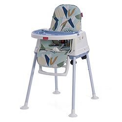 Babyhug 3 in 1 Eat & Grow Convertible High Chair - Blue| High Chair, Feeding Chair & Booster Chair| Adjustable Double Food Tray| Removable PU Leather Seat| Safety Harness| Removable Footrest