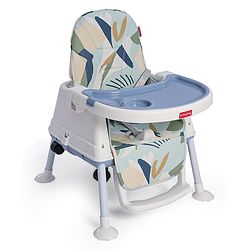 Babyhug 3 in 1 Eat & Grow Convertible High Chair - Blue| High Chair, Feeding Chair & Booster Chair| Adjustable Double Food Tray| Removable PU Leather Seat| Safety Harness| Removable Footrest