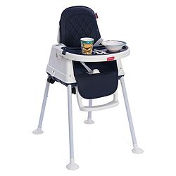 Babyhug 3 in 1 Eat & Grow Convertible High Chair | High Chair, Feeding Chair & Booster Chair| Adjustable Double Food Tray| Removable PU Leather Seat| Safety Harness| Removable Footrest (Colour May Vary)