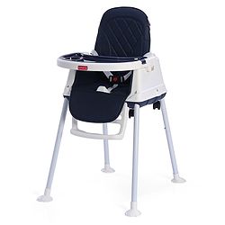 Babyhug 3 in 1 Eat & Grow Convertible High Chair | High Chair, Feeding Chair & Booster Chair| Adjustable Double Food Tray| Removable PU Leather Seat| Safety Harness| Removable Footrest (Colour May Vary)