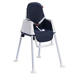 Babyhug 3 in 1 Eat & Grow Convertible High Chair | High Chair, Feeding Chair & Booster Chair| Adjustable Double Food Tray| Removable PU Leather Seat| Safety Harness| Removable Footrest (Colour May Vary)