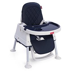 Babyhug 3 in 1 Eat & Grow Convertible High Chair | High Chair, Feeding Chair & Booster Chair| Adjustable Double Food Tray| Removable PU Leather Seat| Safety Harness| Removable Footrest (Colour May Vary)
