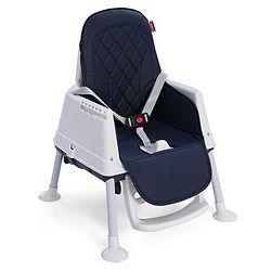 Babyhug 3 in 1 Eat & Grow Convertible High Chair | High Chair, Feeding Chair & Booster Chair| Adjustable Double Food Tray| Removable PU Leather Seat| Safety Harness| Removable Footrest (Colour May Vary)