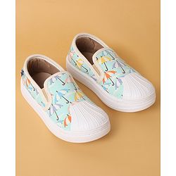 Cute Walk by Babyhug Slip On Umbrella Print Casual Shoes - Light Blue