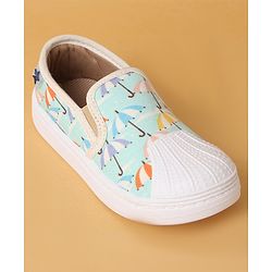 Cute Walk by Babyhug Slip On Umbrella Print Casual Shoes - Light Blue