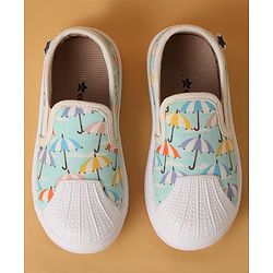 Cute Walk by Babyhug Slip On Umbrella Print Casual Shoes - Light Blue