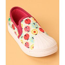 Cute Walk by Babyhug Casual Slip On Shoes Ladybug Print - Red