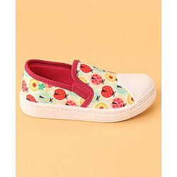 Cute Walk by Babyhug Casual Slip On Shoes Ladybug Print - Red