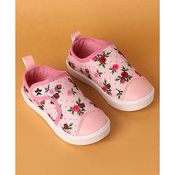 Cute Walk by Babyhug Casual Shoes With Velcro Closure Floral Design -  Pink