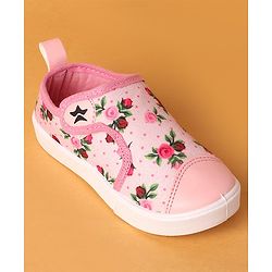 Cute Walk by Babyhug Casual Shoes With Velcro Closure Floral Design -  Pink