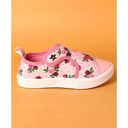 Cute Walk by Babyhug Casual Shoes With Velcro Closure Floral Design -  Pink