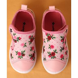 Cute Walk by Babyhug Casual Shoes With Velcro Closure Floral Design -  Pink
