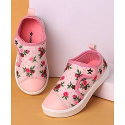 Cute Walk by Babyhug Casual Shoes With Velcro Closure Floral Design -  Pink