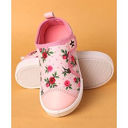 Cute Walk by Babyhug Casual Shoes With Velcro Closure Floral Design -  Pink