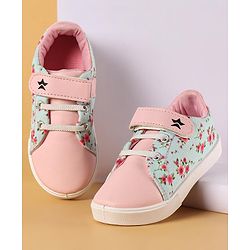 Cute Walk by Babyhug Canvas Casual Shoes Floral Print with Velcro Closure - Pink