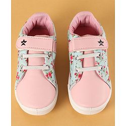 Cute Walk by Babyhug Canvas Casual Shoes Floral Print with Velcro Closure - Pink