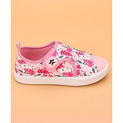 Cute Walk by Babyhug Velcro Closure Floral Printed Casual Shoes - Pink