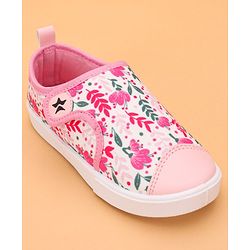 Cute Walk by Babyhug Velcro Closure Floral Printed Casual Shoes - Pink