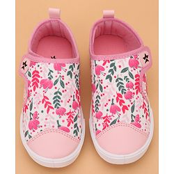 Cute Walk by Babyhug Velcro Closure Floral Printed Casual Shoes - Pink