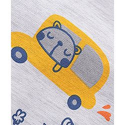 Babyhug Single Jersey Knit Half Sleeves Night Suit Car Print - White