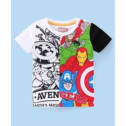Babyhug Marvel Cotton Knit Half Sleeves T-Shirt with Avenger Graphics - White