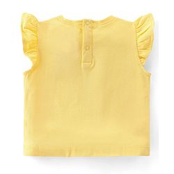 Babyhug Disney  100% Cotton Knit Frill Sleeves Top With Disney Princess Graphics  - Yellow