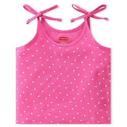 Babyhug 100% Cotton Poplin Woven Sleeveless Tie Knot Jhabla Floral & Polka Dot Print Pack of 3 - Yellow & Pink