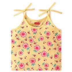 Babyhug 100% Cotton Poplin Woven Sleeveless Tie Knot Jhabla Floral & Polka Dot Print Pack of 3 - Yellow & Pink