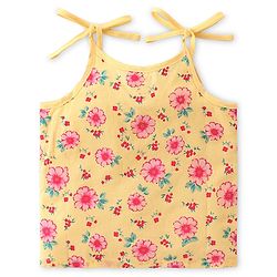 Babyhug 100% Cotton Poplin Woven Sleeveless Tie Knot Jhabla Floral & Polka Dot Print Pack of 3 - Yellow & Pink