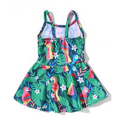 Babyhug Sleeveless Two Way Stretch Fabric   Legged Frock Swimsuit Floral Print - Green