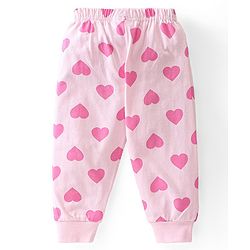 Babyhug Disney Cotton Knit Single Jersey Full Sleeve Night Suit With Minnie Mouse Graphics - Pink