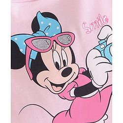 Babyhug Disney Cotton Knit Single Jersey Full Sleeve Night Suit With Minnie Mouse Graphics - Pink