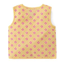 Babyhug 100% Cotton Poplin Sleeveless Front Open Jhablas Floral Print Pack of 3- Pink Yellow & White