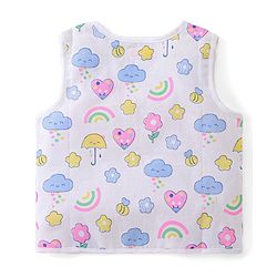Babyhug 100% Cotton Poplin Sleeveless Front Open Jhablas Floral Print Pack of 3- Pink Yellow & White