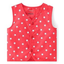 Babyhug 100% Cotton Woven Sleeveless Front Open Jhabla Star Print Pack Of 3 - Multicolor