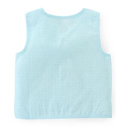 Babyhug 100% Cotton Poplin Sleeveless Front Open Jhablas Solid Colour Pack of 3- Pink Yellow & Blue