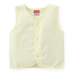 Babyhug 100% Cotton Poplin Sleeveless Front Open Jhablas Solid Colour Pack of 3- Pink Yellow & Blue