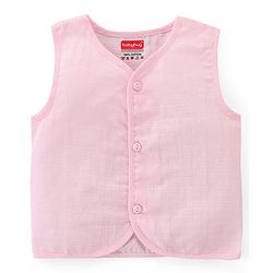 Babyhug 100% Cotton Poplin Sleeveless Front Open Jhablas Solid Colour Pack of 3- Pink Yellow & Blue