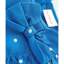 Babyhug 100% Rayon Woven Half Sleeves Top with Frill and Bow Detailing Polka Dot Print - Blue