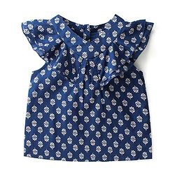 Babyhug Rayon Woven Half Sleeves Top with Frill Detailing  Floral Print - Blue