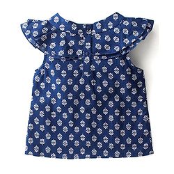 Babyhug Rayon Woven Half Sleeves Top with Frill Detailing  Floral Print - Blue