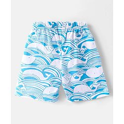 Babyhug Single Jersey Knit  Half Sleeves Nightsuit with Whale Print - Blue