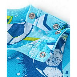 Babyhug Single Jersey Knit Half Sleeves Night Suit Soccer Ball Print - Blue