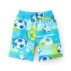 Babyhug Single Jersey Knit Half Sleeves Night Suit Soccer Ball Print - Blue