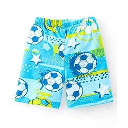 Babyhug Single Jersey Knit Half Sleeves Night Suit Soccer Ball Print - Blue