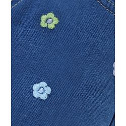 Babyhug Denim  Full Length with Stretch Washed Jeans With Floral Embroidery- Blue