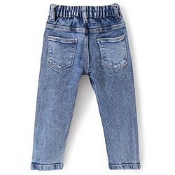 Babyhug Denim Full Length With Stretch Washed Jeans With Butterfly Embroidery - Grey
