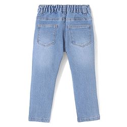 Babyhug Denim Full Length Jeans with Stretch Butterfly Applique - Blue