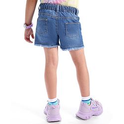 Babyhug Denim Mid Thigh Length Washed Shorts with Heart Embroidery - Navy Blue