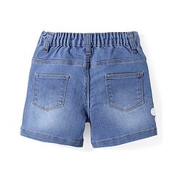 Babyhug Denim Mid Thigh Length With Stretch Shorts Floral Applique - Blue